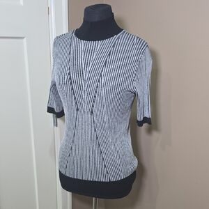 STORM & MARIE Striped Stretch Fitted  Turtleneck Top